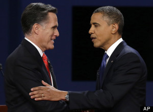 Presidential Debate Romney and Obama at the Presidential debate